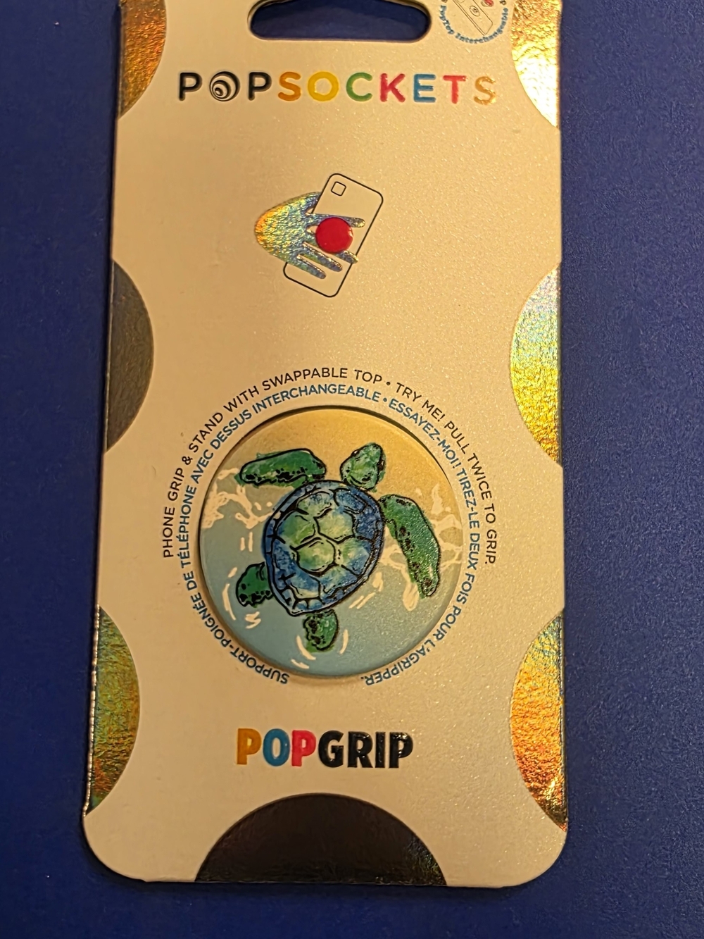 PopSocket Phone Grip Packaging - Blue Text on Cream Card